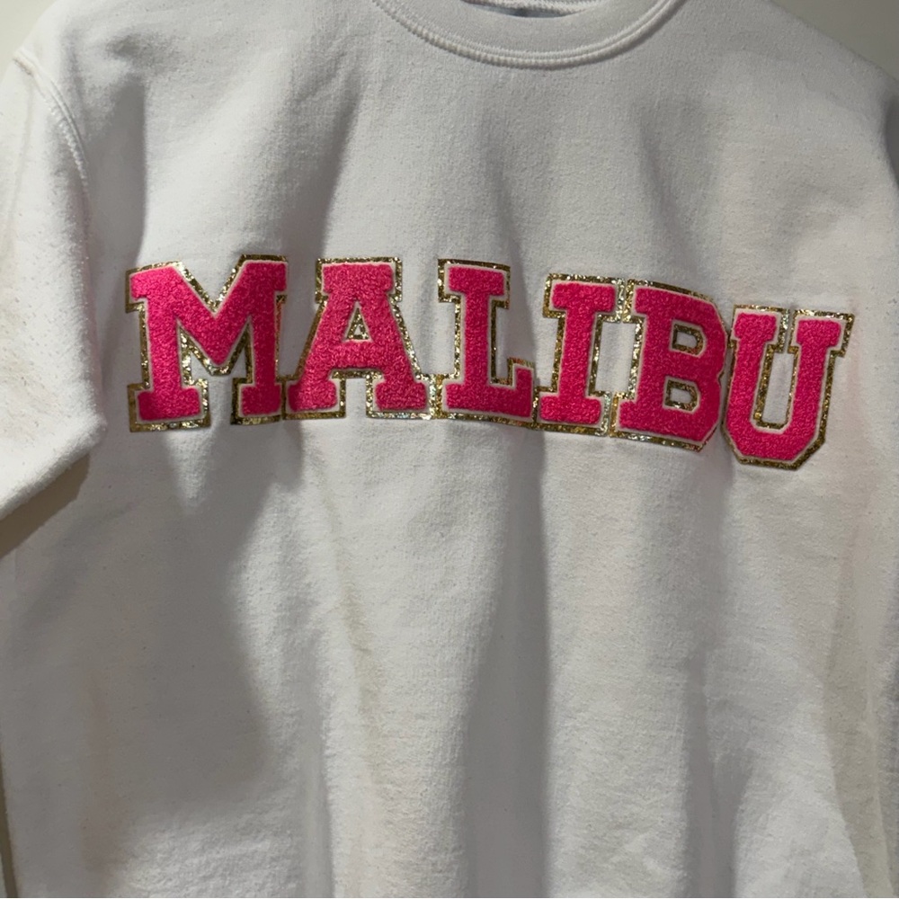 White Sweatshirt PINK GOLD MALIBU M - Picture 6 of 8